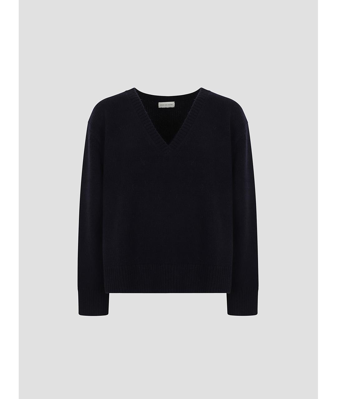 DRIES VAN NOTEN Темно-синий льняной джемпер / свитер, фото 4