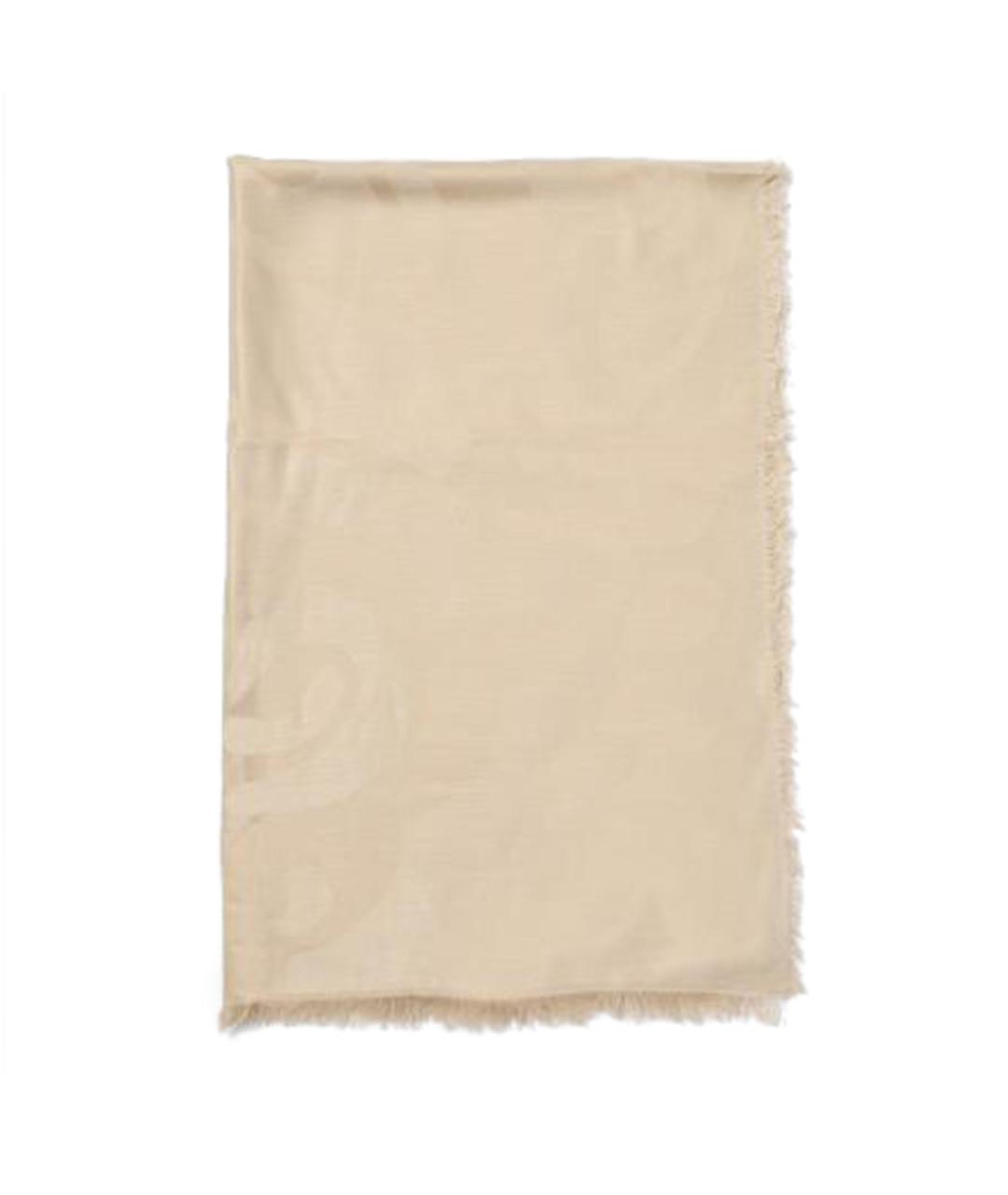 MAX MARA Бежевый шелковый шарф, фото 1