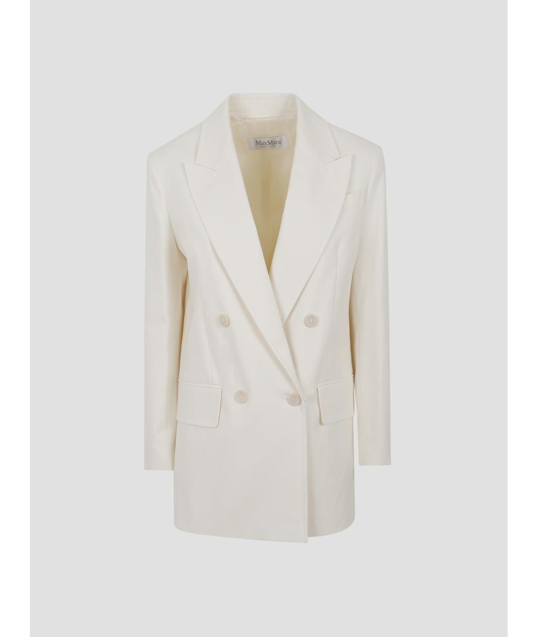 MAX MARA Белый хлопковый жакет/пиджак, фото 4