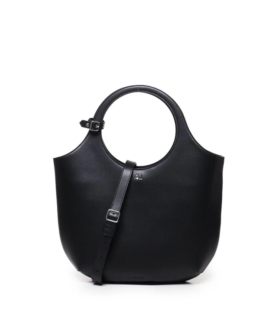 COURREGES Черная кожаная сумка тоут, фото 1