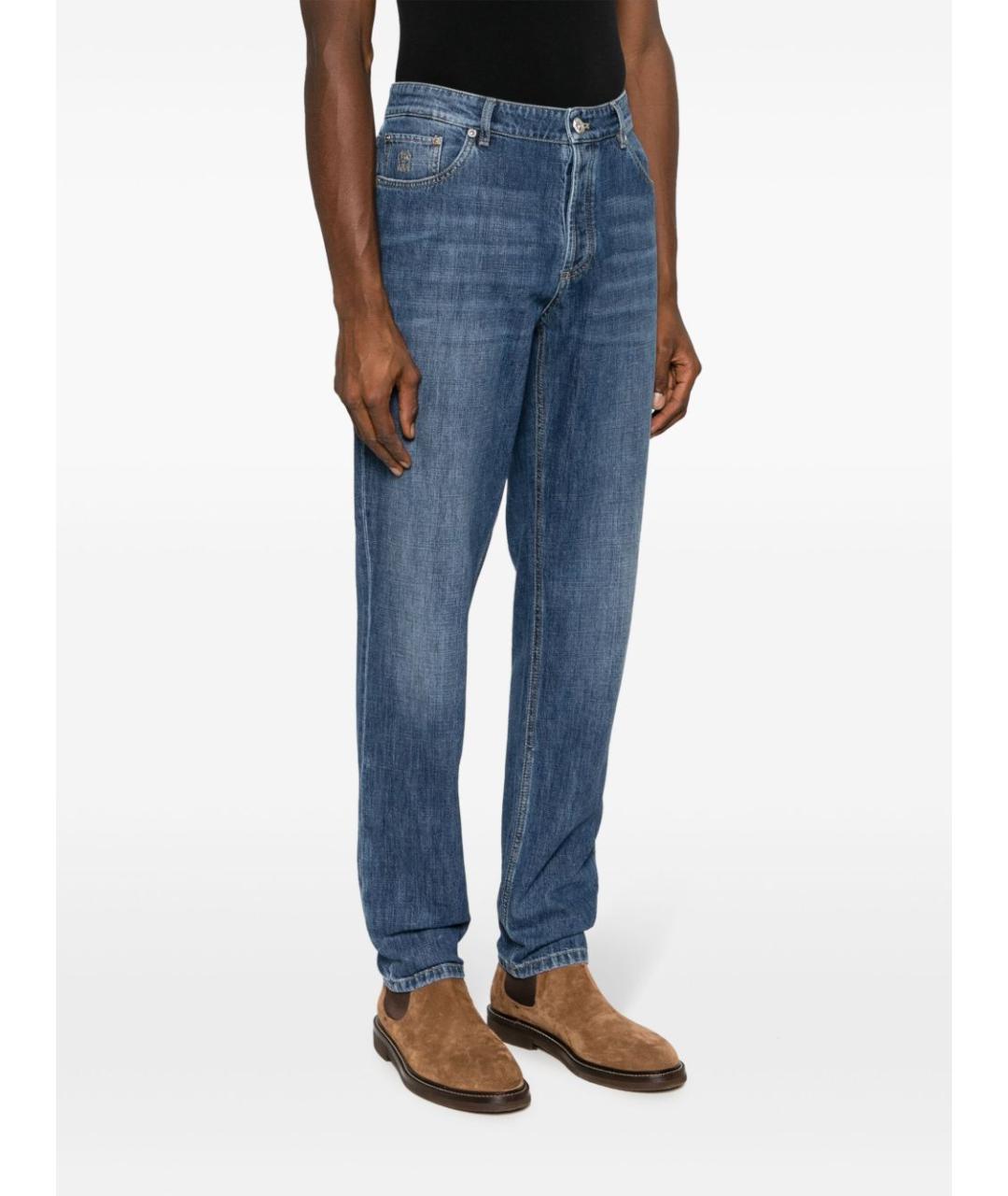 BRUNELLO CUCINELLI Синие хлопковые джинсы скинни, фото 3