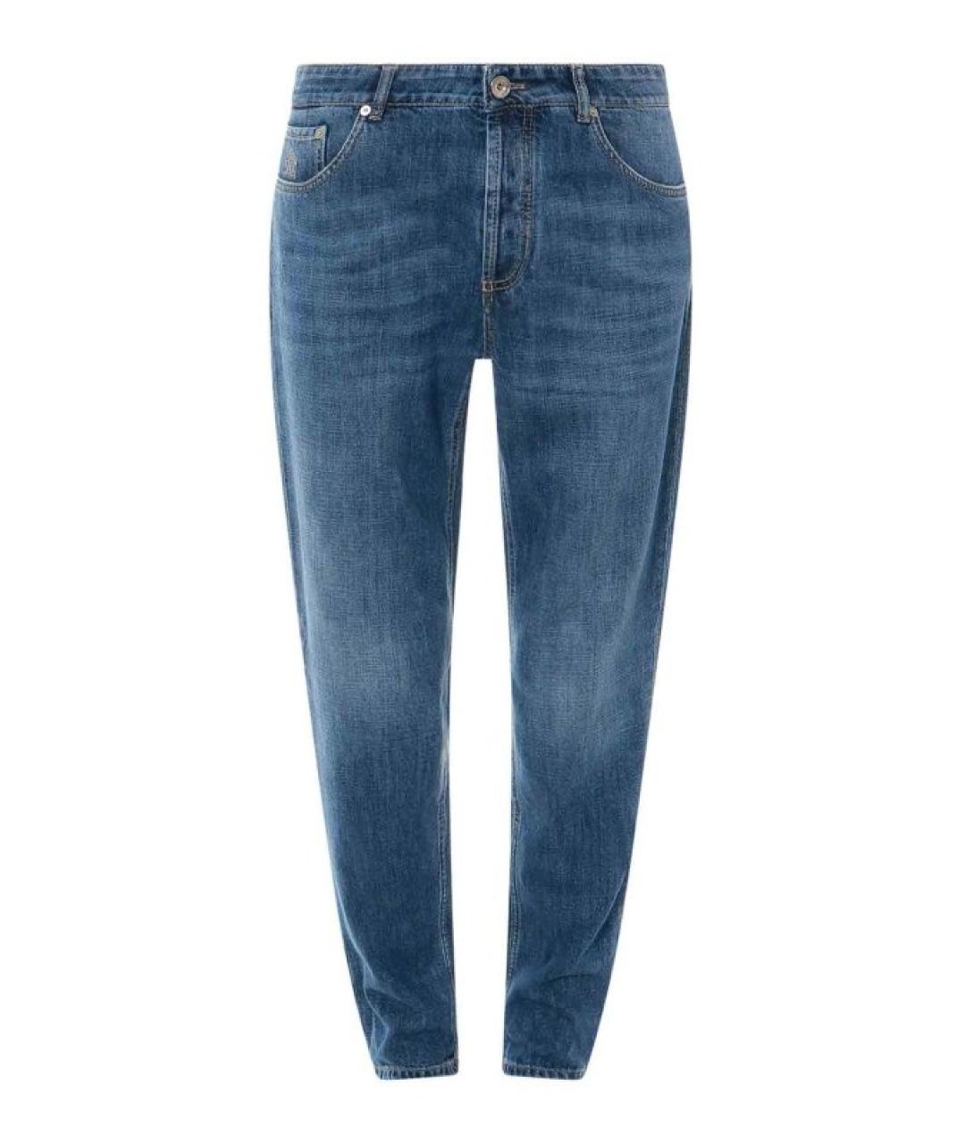 BRUNELLO CUCINELLI Синие хлопковые джинсы скинни, фото 1