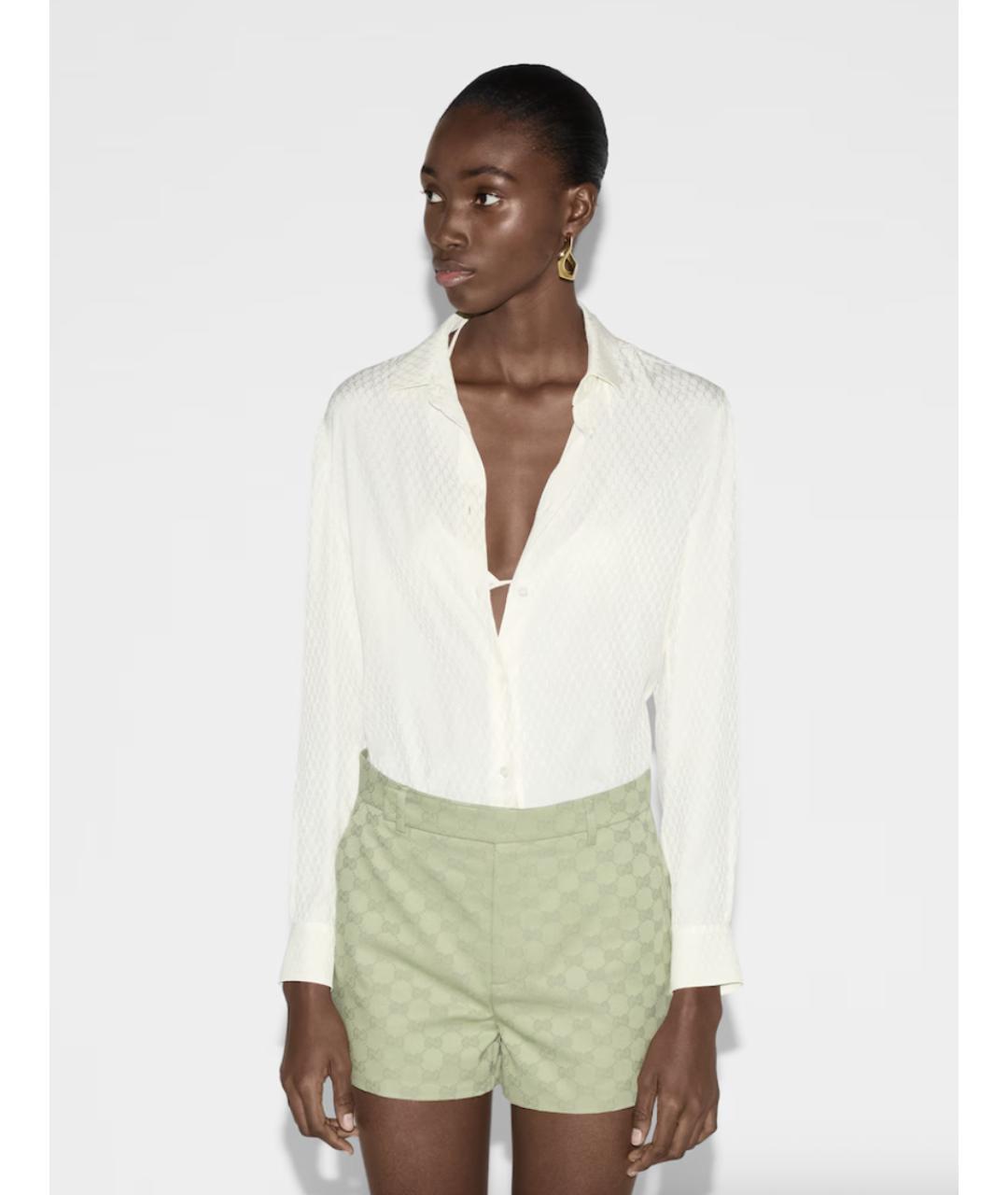 GUCCI Белая шелковая рубашка, фото 2