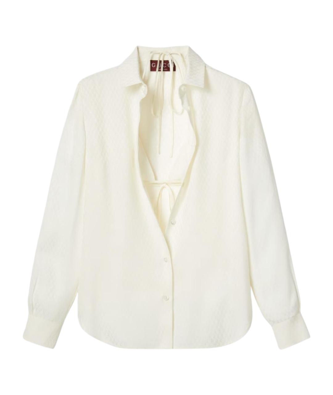 GUCCI Белая шелковая рубашка, фото 1