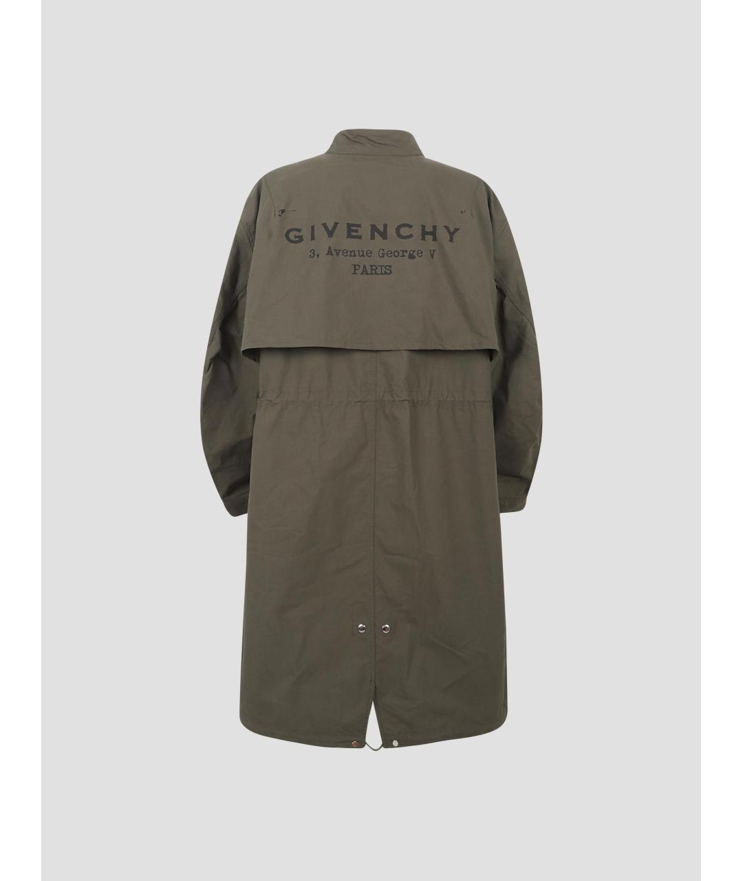 GIVENCHY Хаки хлопко-эластановая парка, фото 2