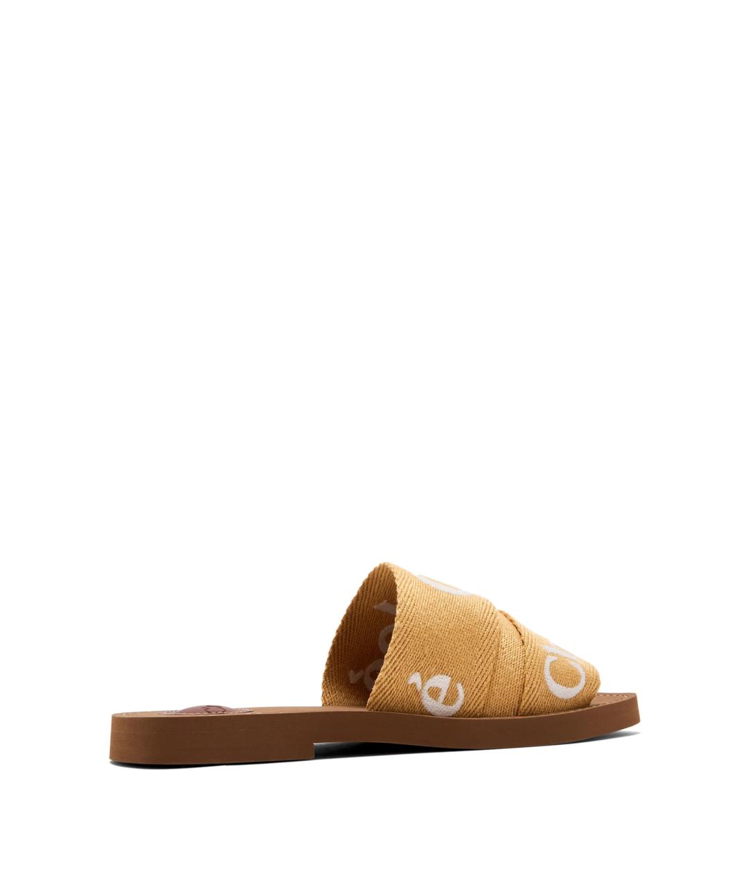 CHLOE Бежевые текстильные шлепанцы, фото 3