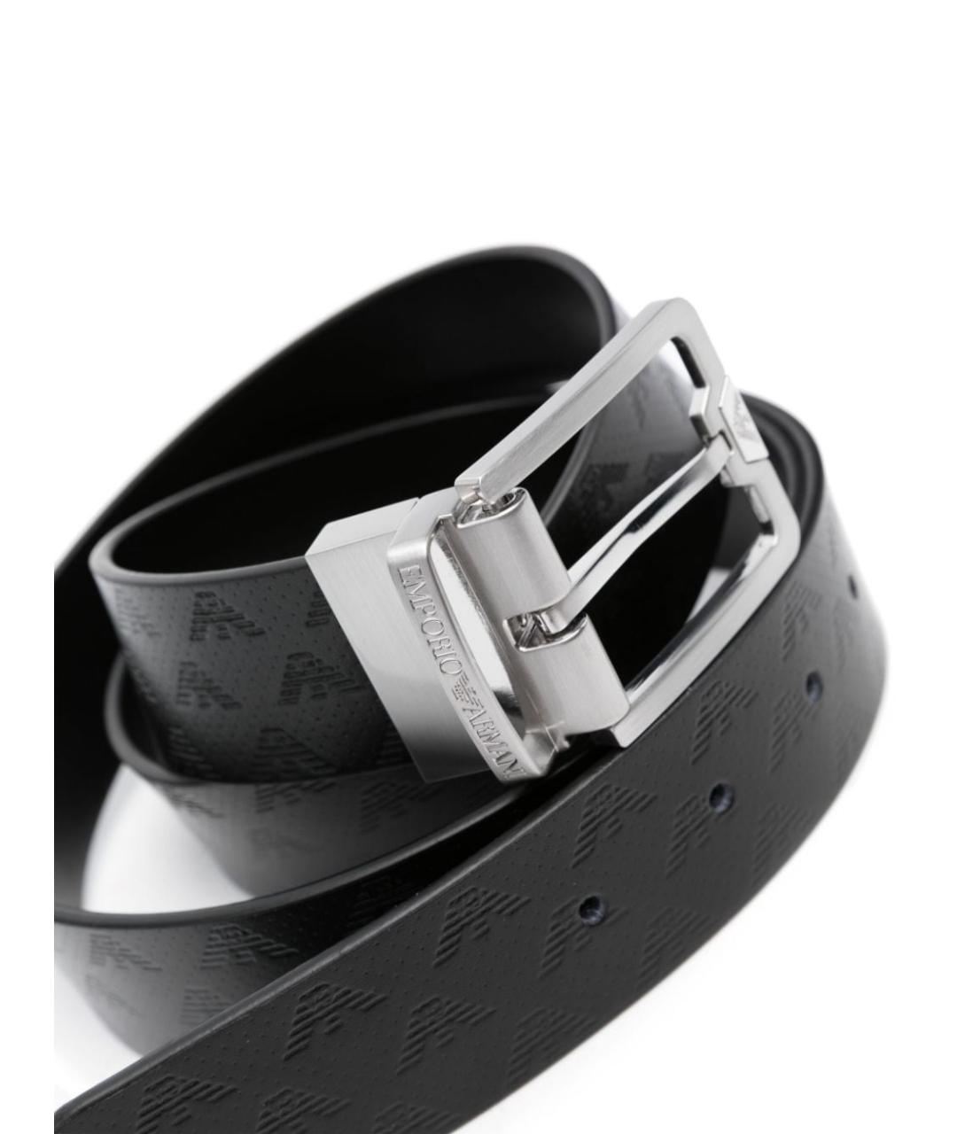 EMPORIO ARMANI Черный кожаный ремень, фото 2