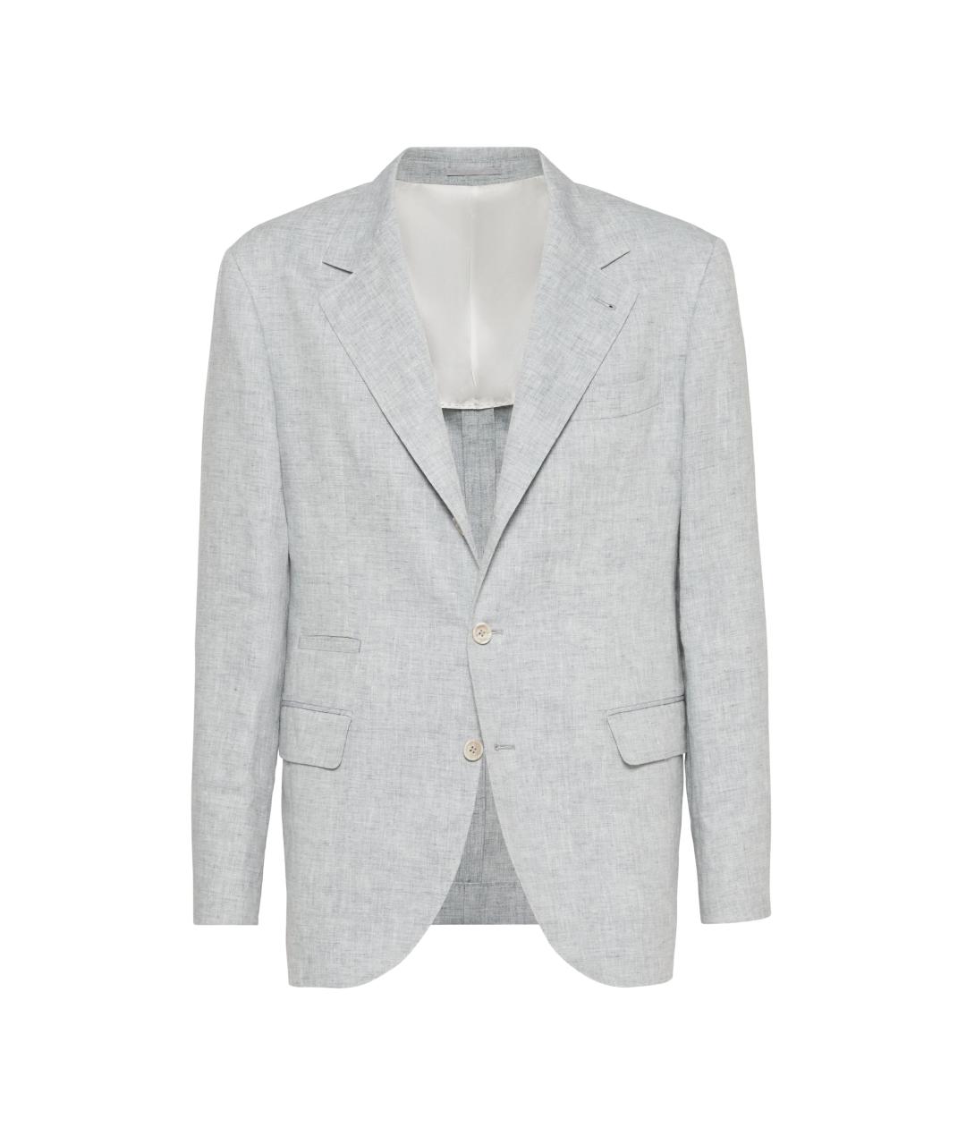 BRUNELLO CUCINELLI Серый льняной пиджак, фото 1