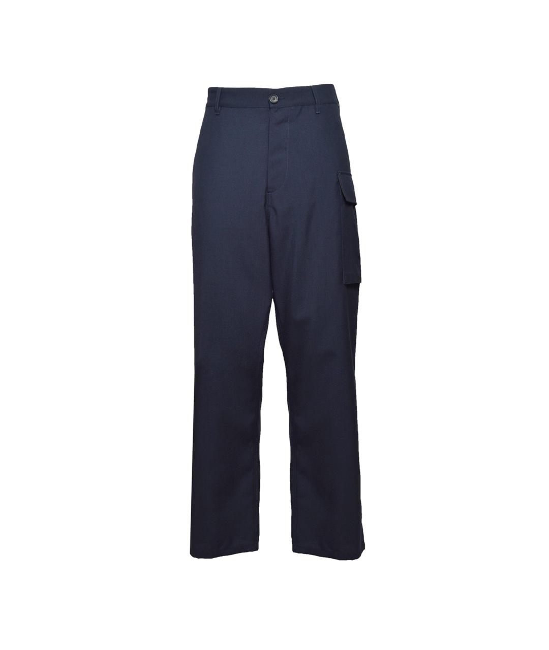 MARNI Синие шерстяные повседневные брюки, фото 1