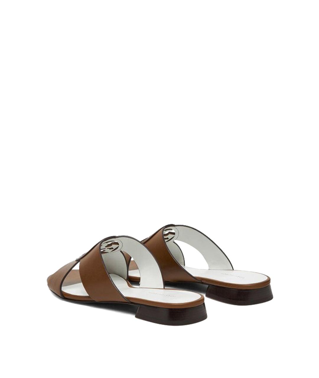 TORY BURCH Коричневые кожаные шлепанцы, фото 3