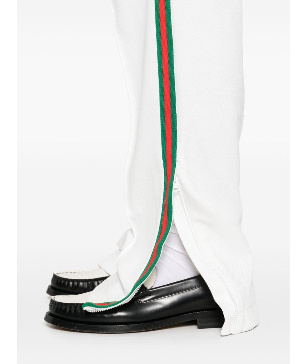 GUCCI Белые полиамидовые прямые брюки, фото 3