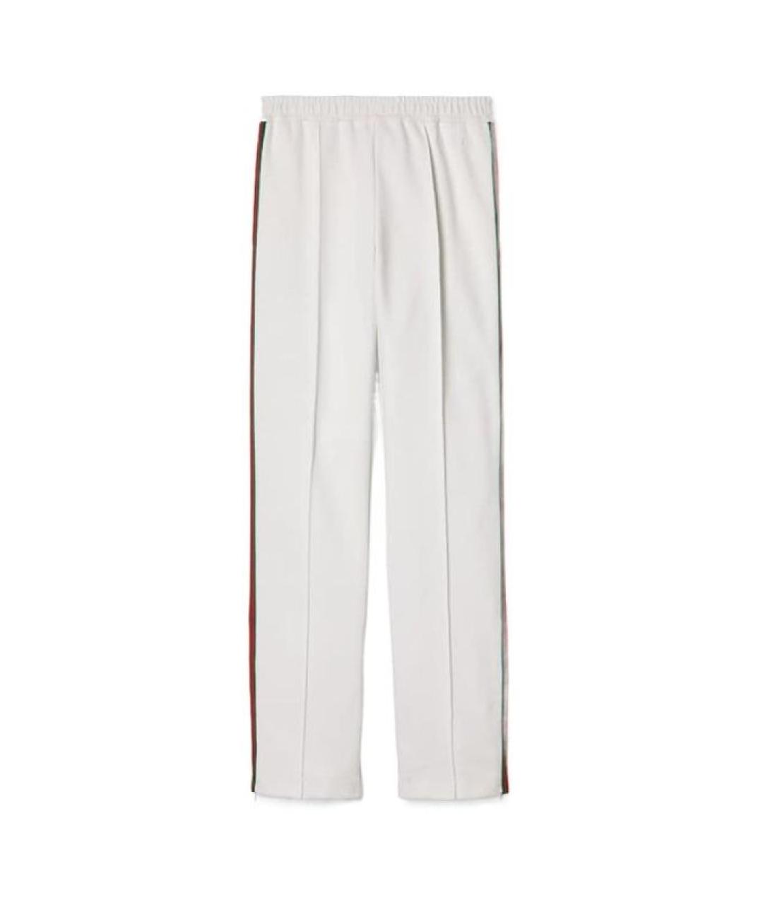 GUCCI Белые полиамидовые прямые брюки, фото 1