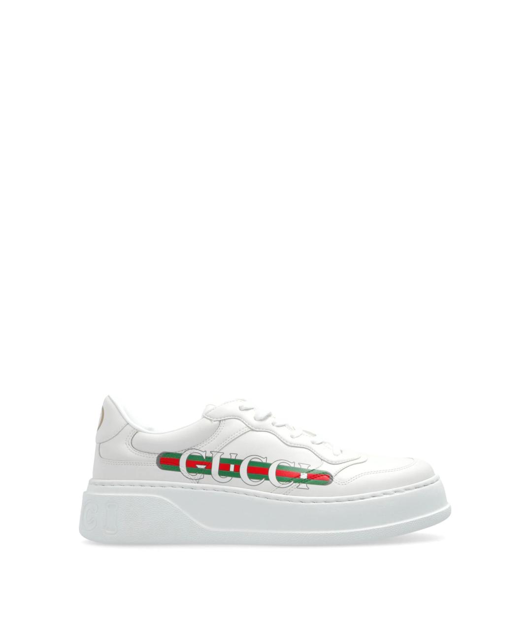 GUCCI Белые кожаные низкие кроссовки / кеды, фото 1
