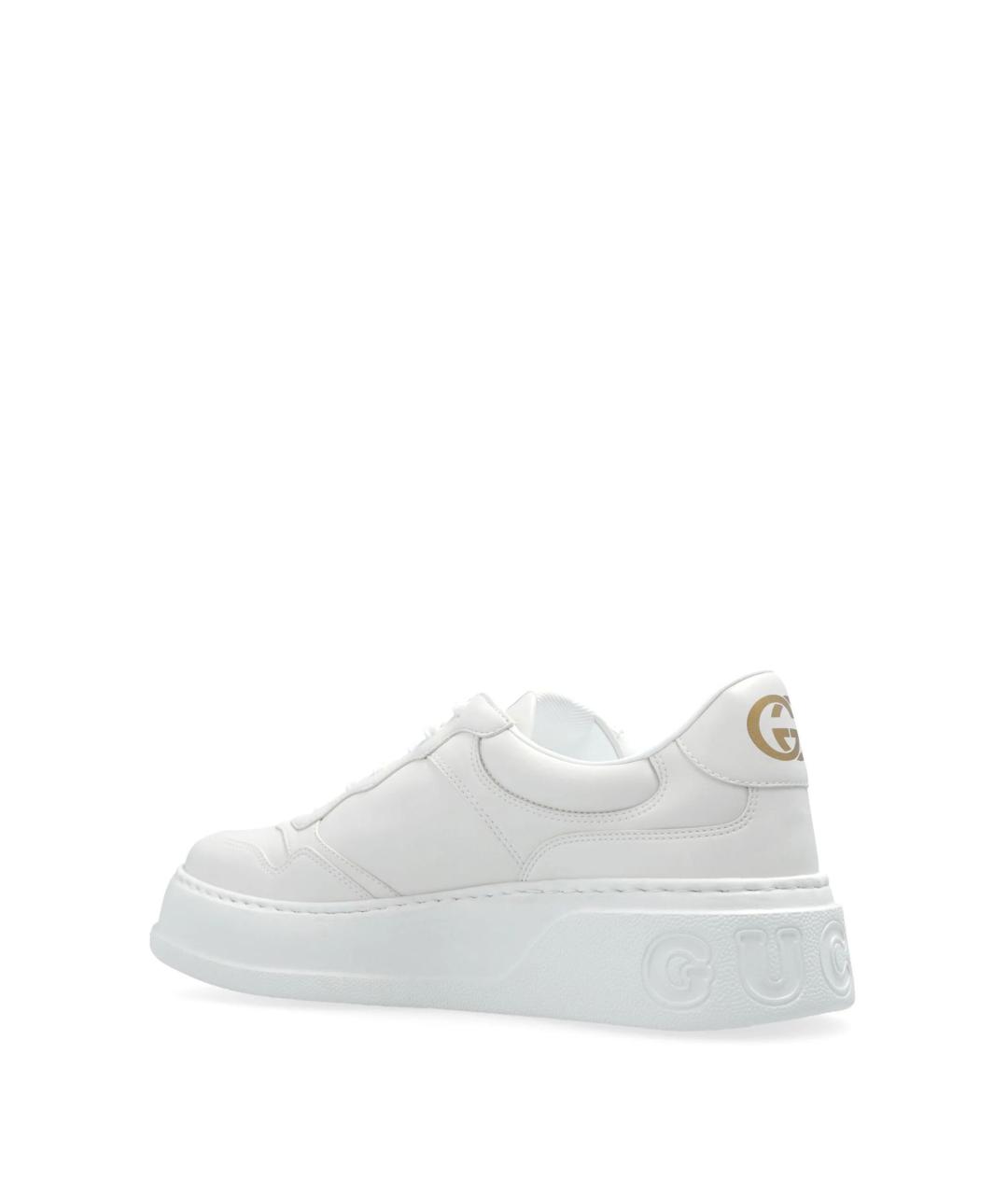 GUCCI Белые кожаные низкие кроссовки / кеды, фото 3
