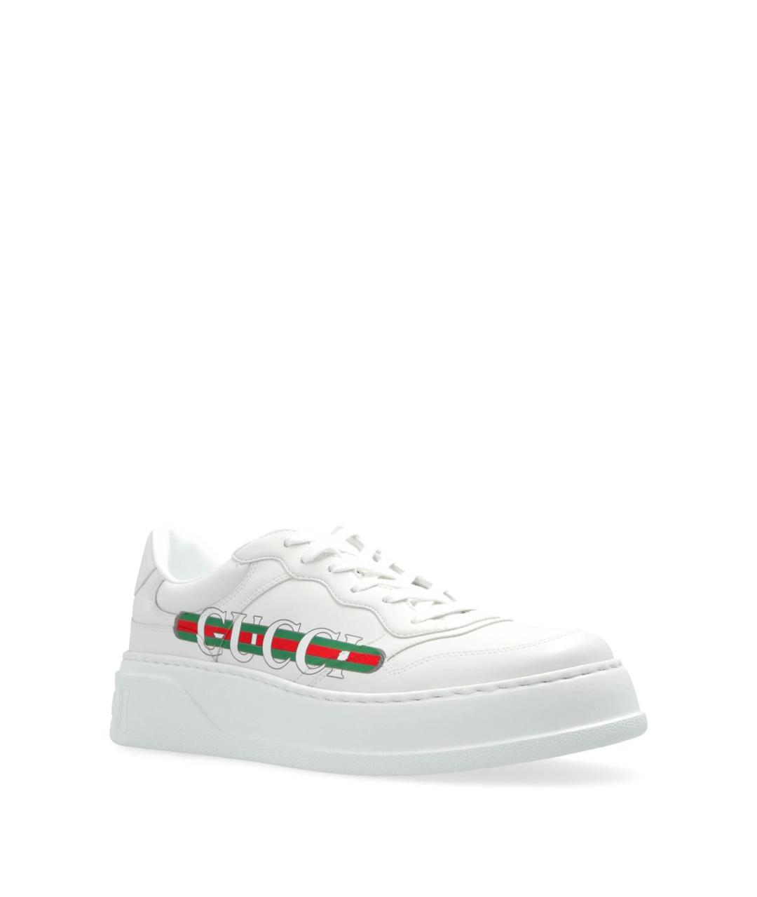 GUCCI Белые кожаные низкие кроссовки / кеды, фото 2