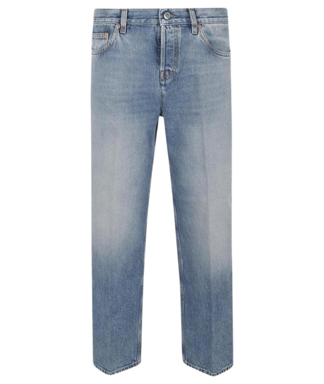 GUCCI Голубые хлопковые прямые джинсы, фото 1
