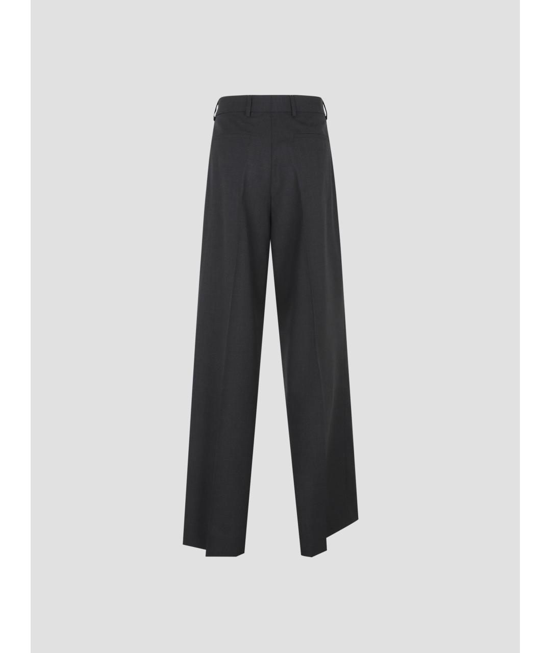 GUCCI Антрацитовые шерстяные прямые брюки, фото 2