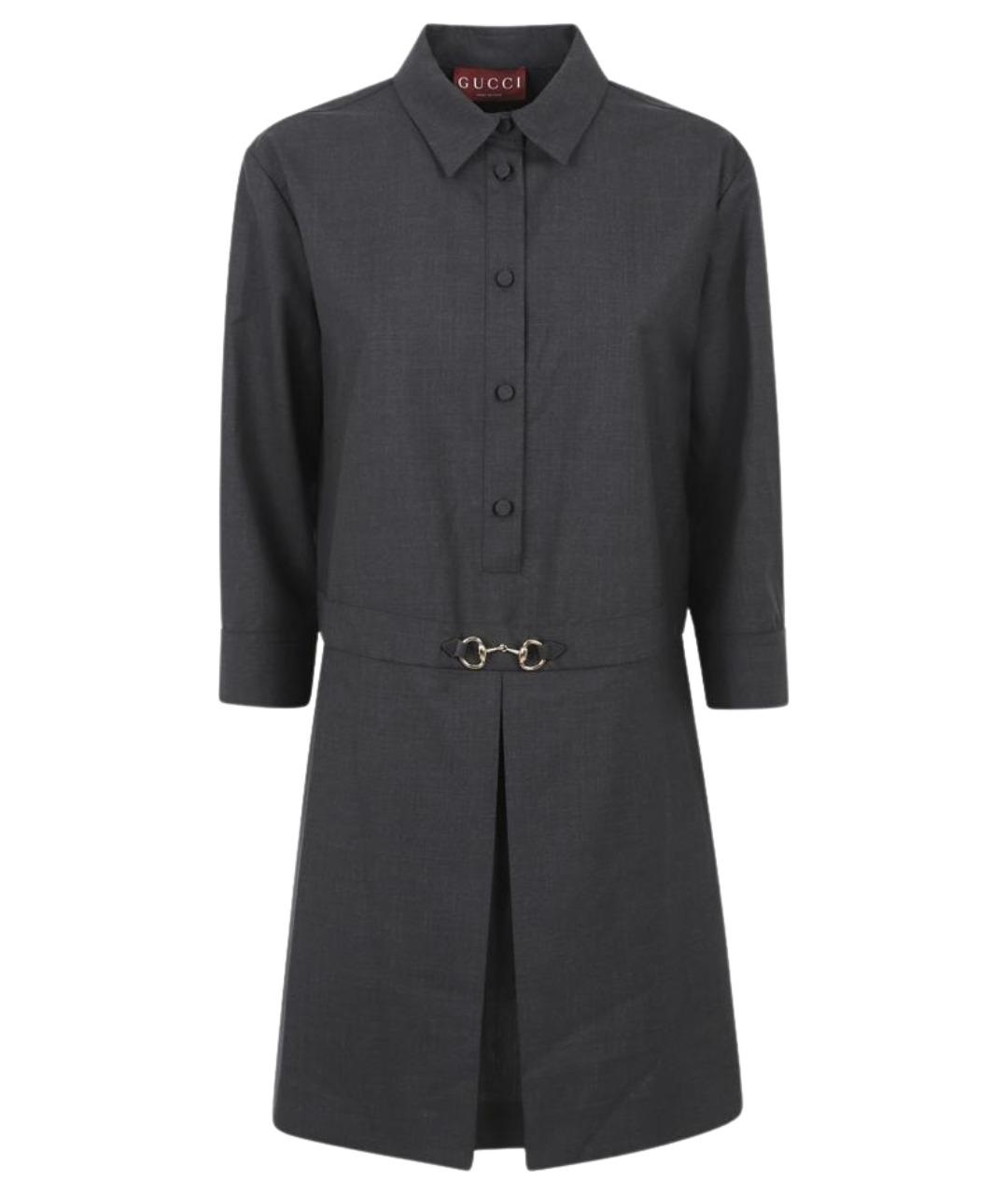 GUCCI Серое шерстяное повседневное платье, фото 1