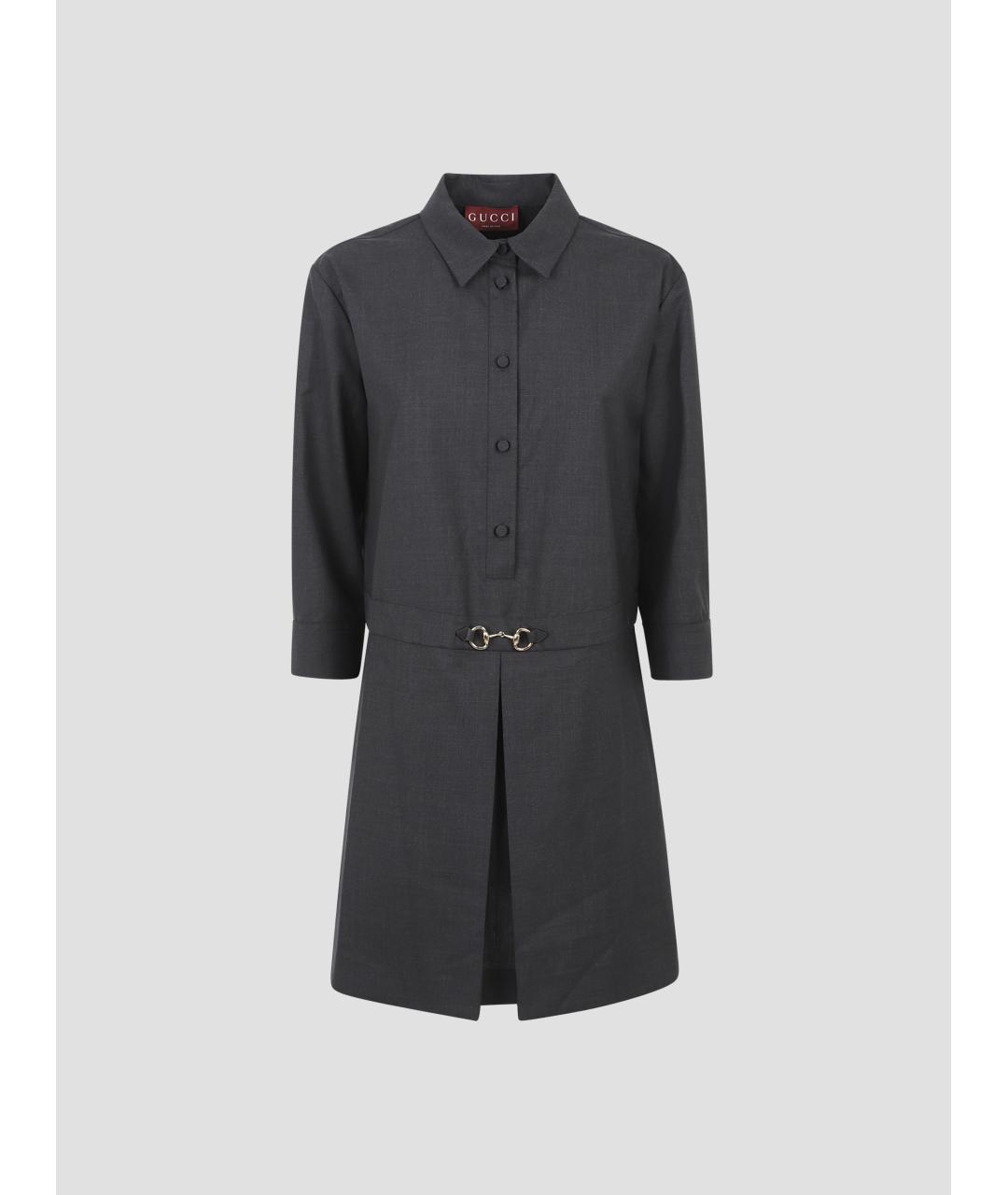 GUCCI Серое шерстяное повседневное платье, фото 4