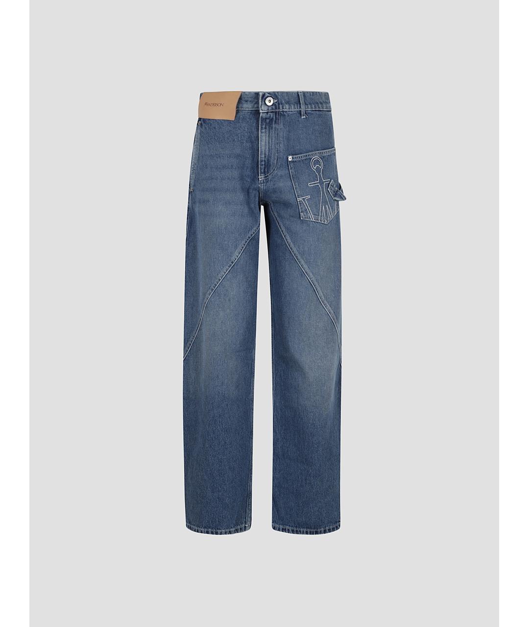 J.W.ANDERSON Голубые хлопковые прямые джинсы, фото 4