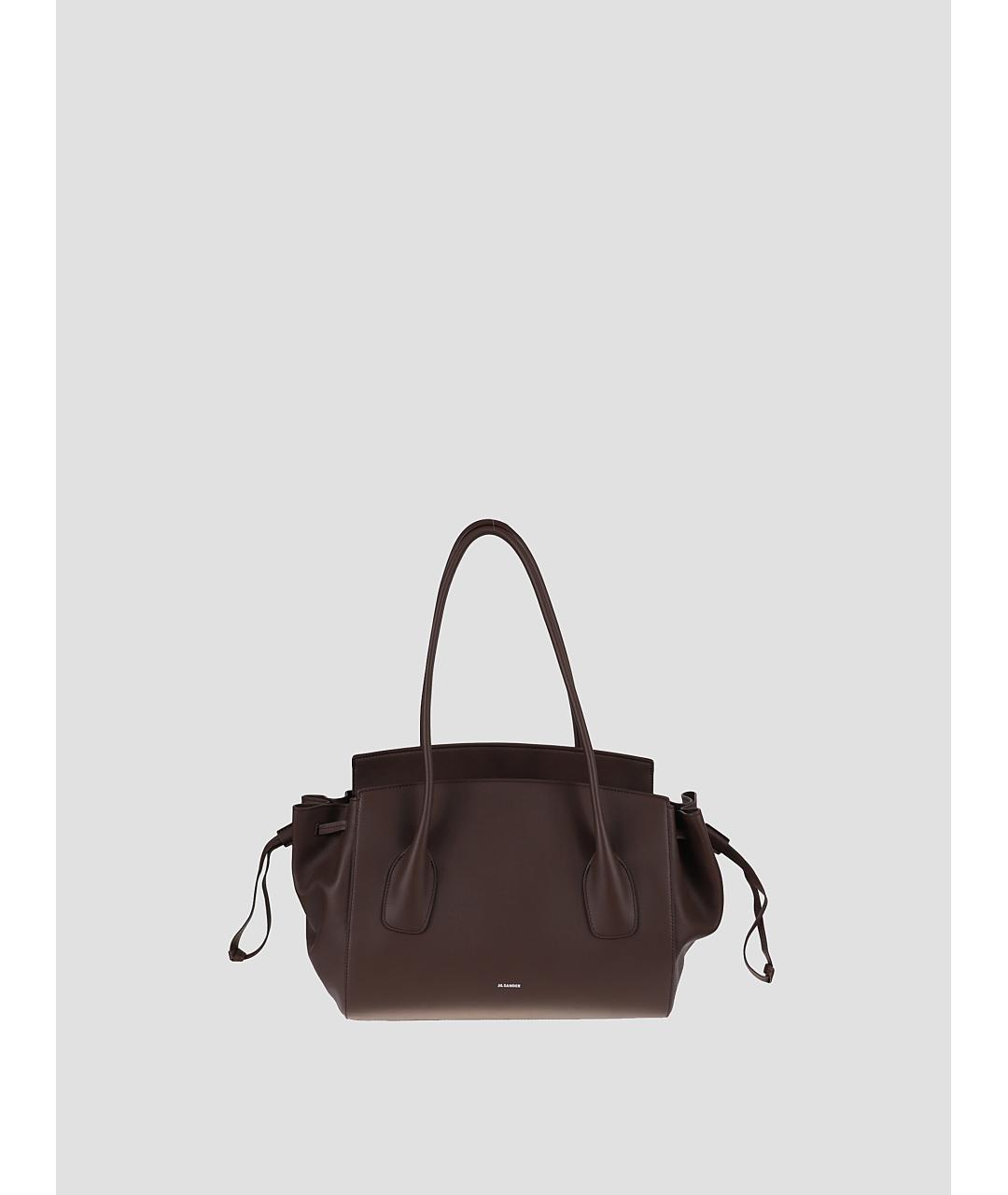 JIL SANDER Коричневая кожаная сумка тоут, фото 4