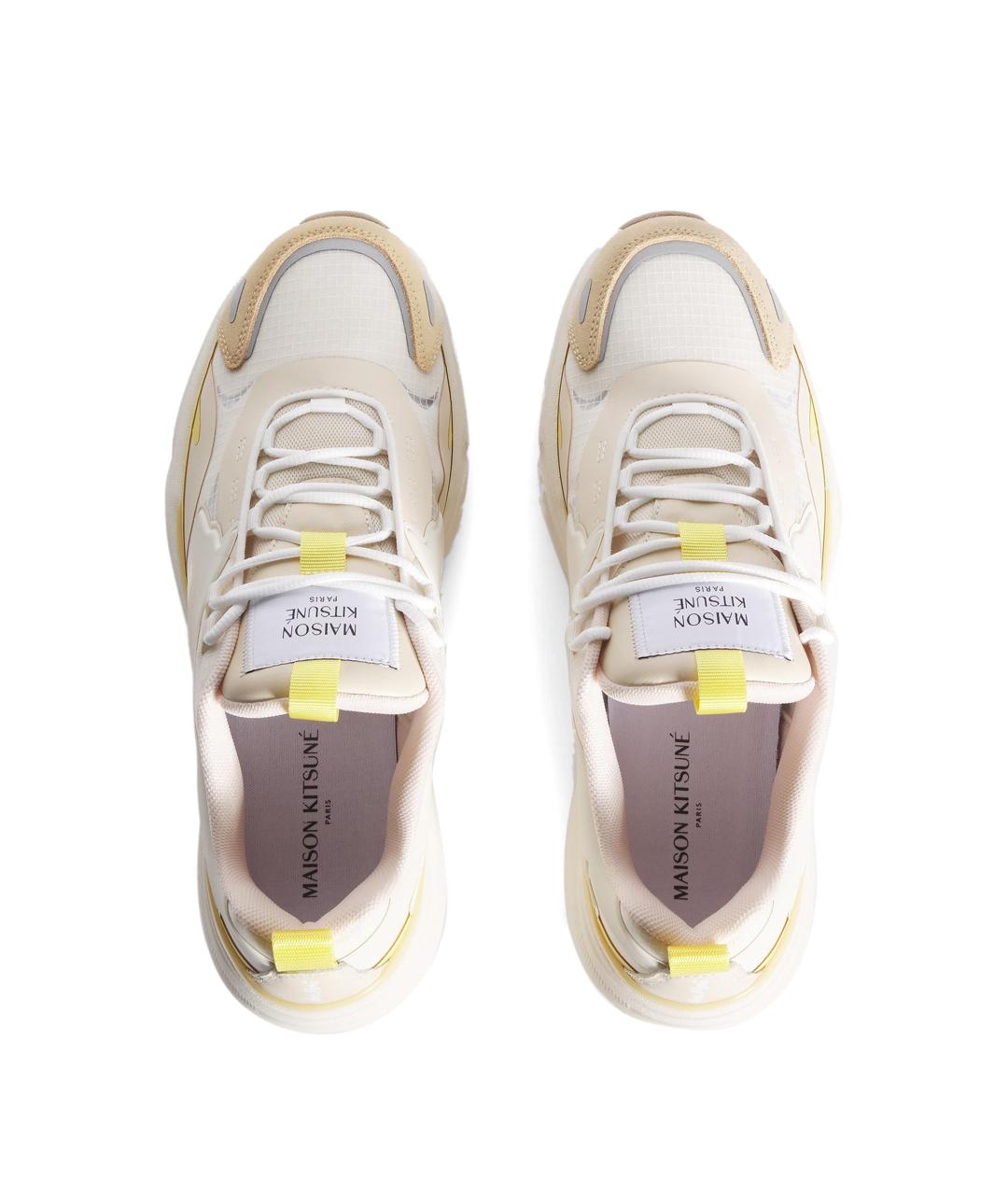 MAISON KITSUNE Бежевые текстильные низкие кроссовки / кеды, фото 2