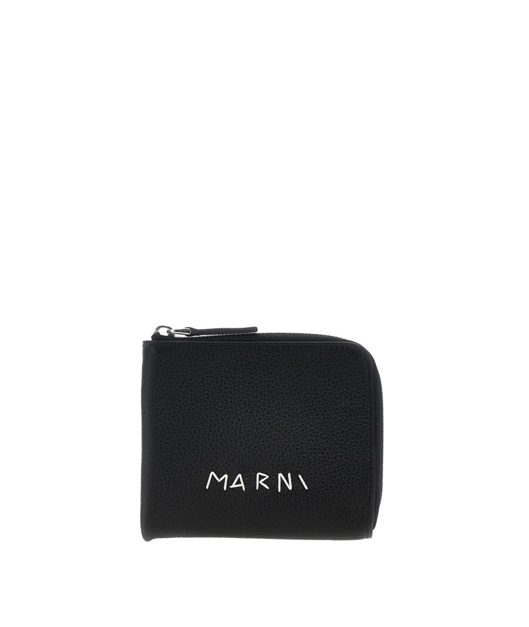 MARNI Черный кожаный кошелек, фото 1
