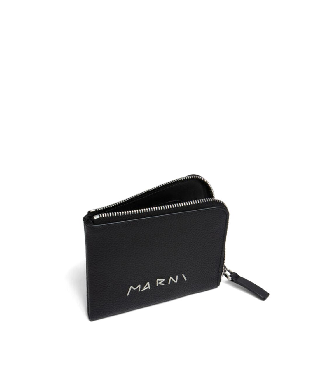 MARNI Черный кожаный кошелек, фото 2
