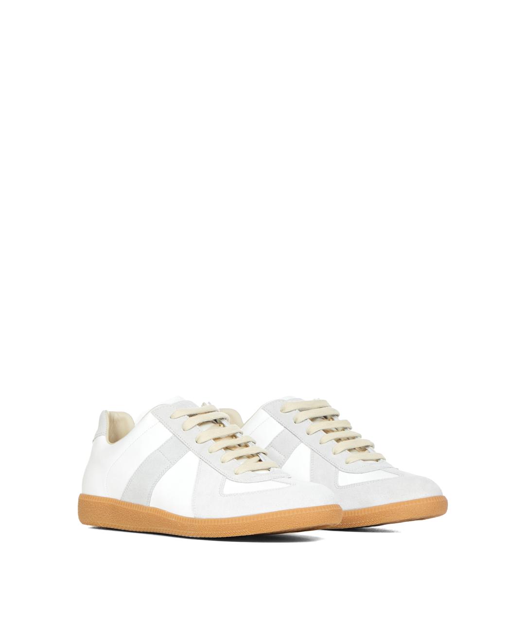 MAISON MARGIELA Белые кожаные низкие кроссовки / кеды, фото 4