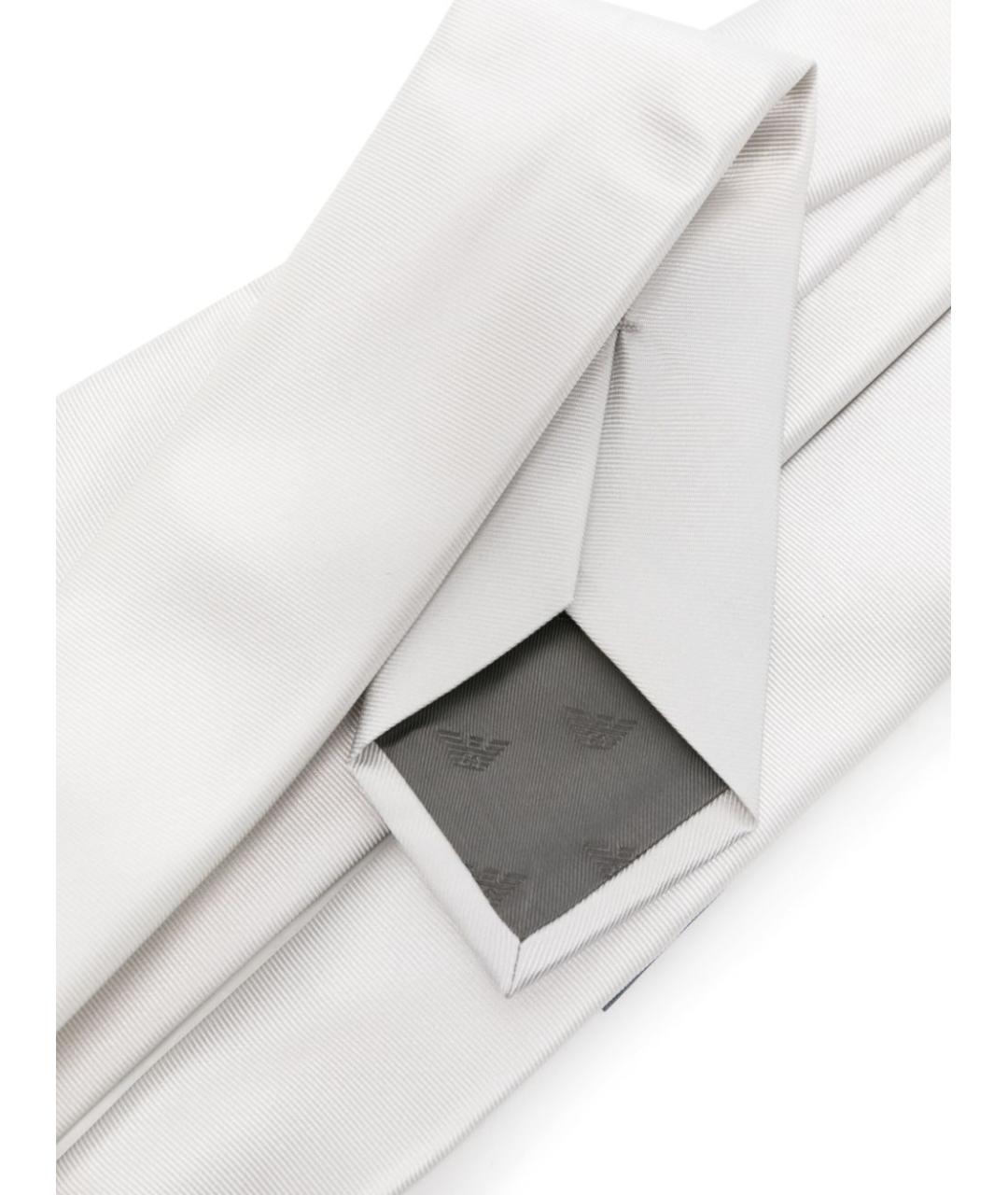 EMPORIO ARMANI Белый шелковый галстук, фото 2