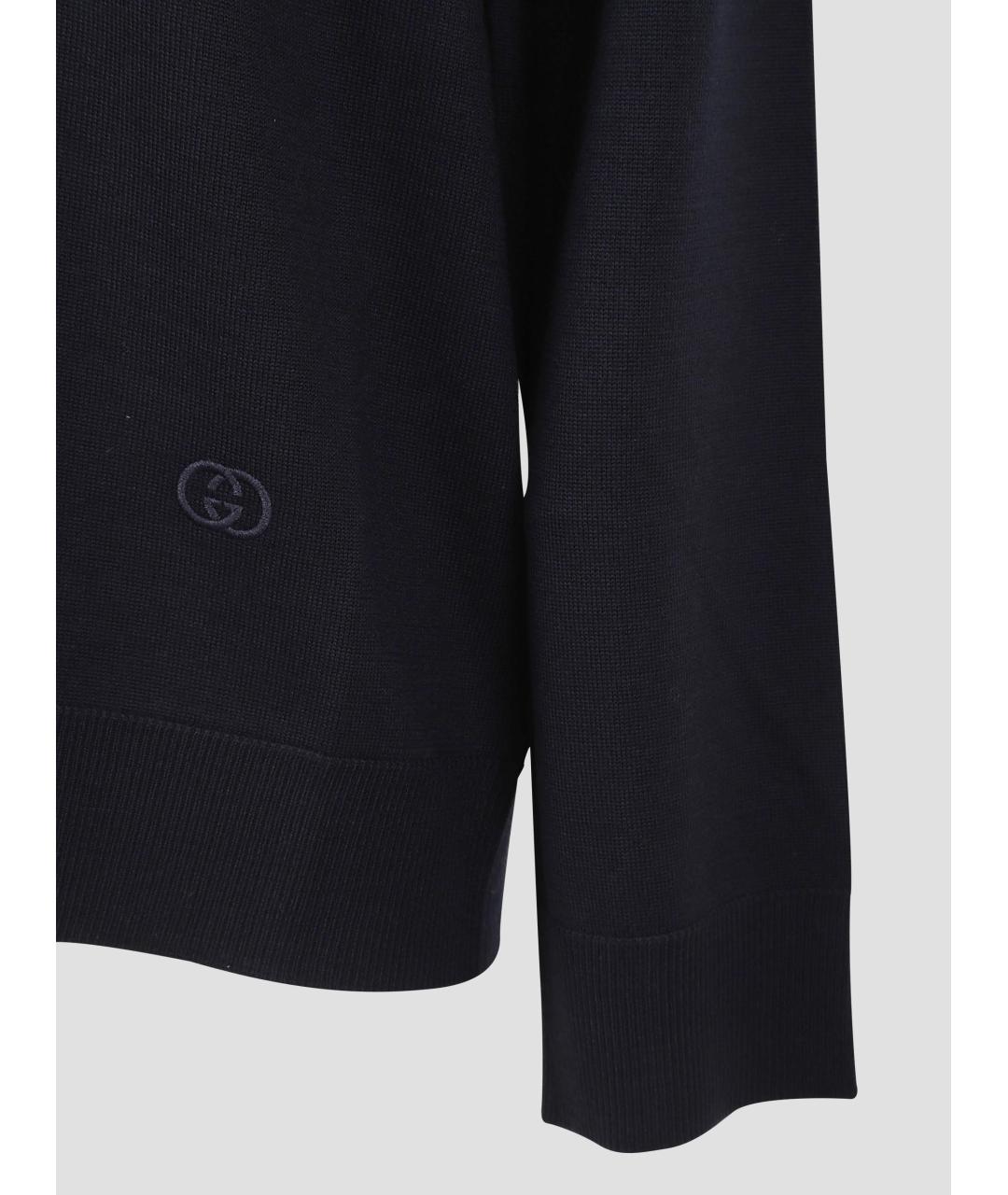 GUCCI Темно-синий шерстяной джемпер / свитер, фото 3