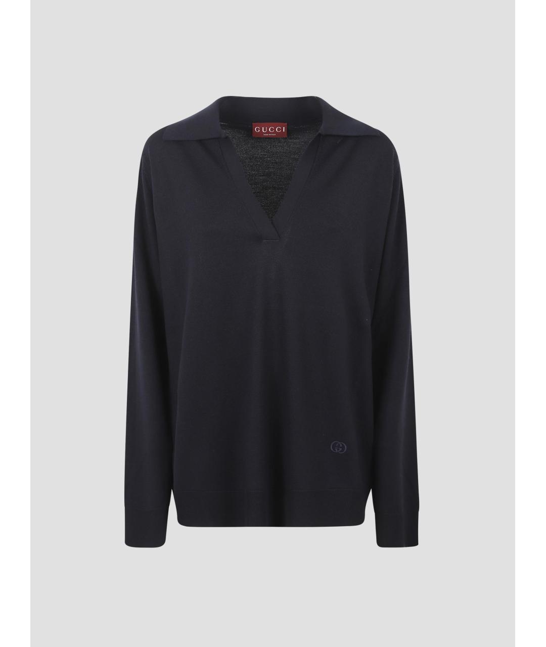 GUCCI Темно-синий шерстяной джемпер / свитер, фото 4