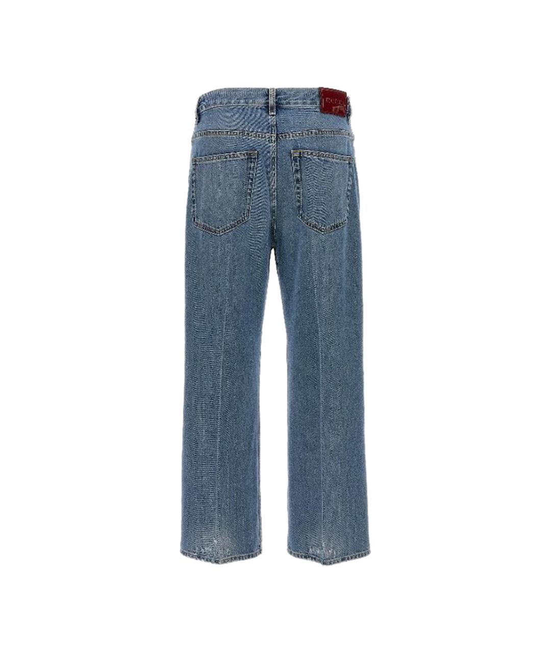 GUCCI Голубые хлопковые прямые джинсы, фото 2