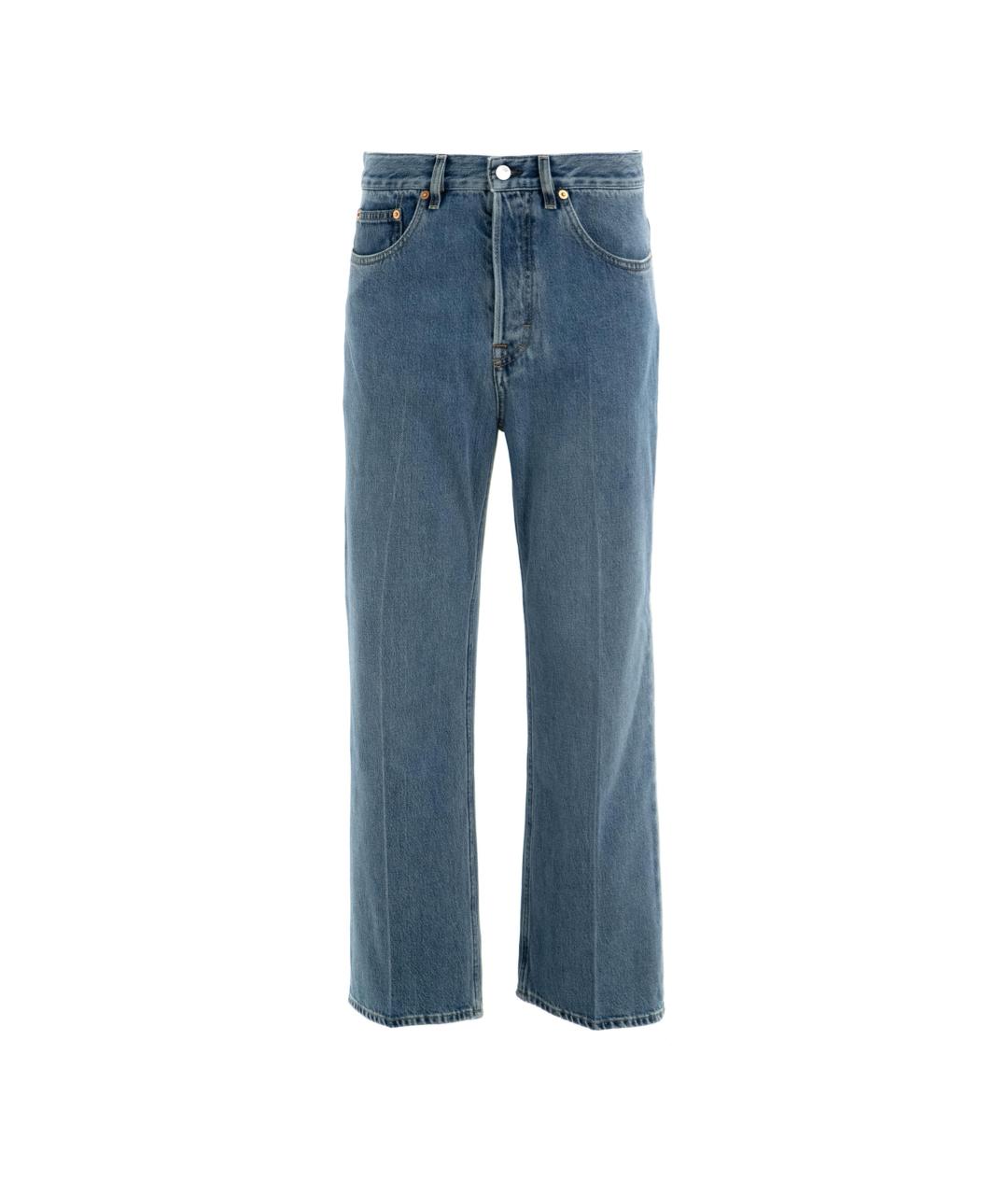 GUCCI Голубые хлопковые прямые джинсы, фото 1