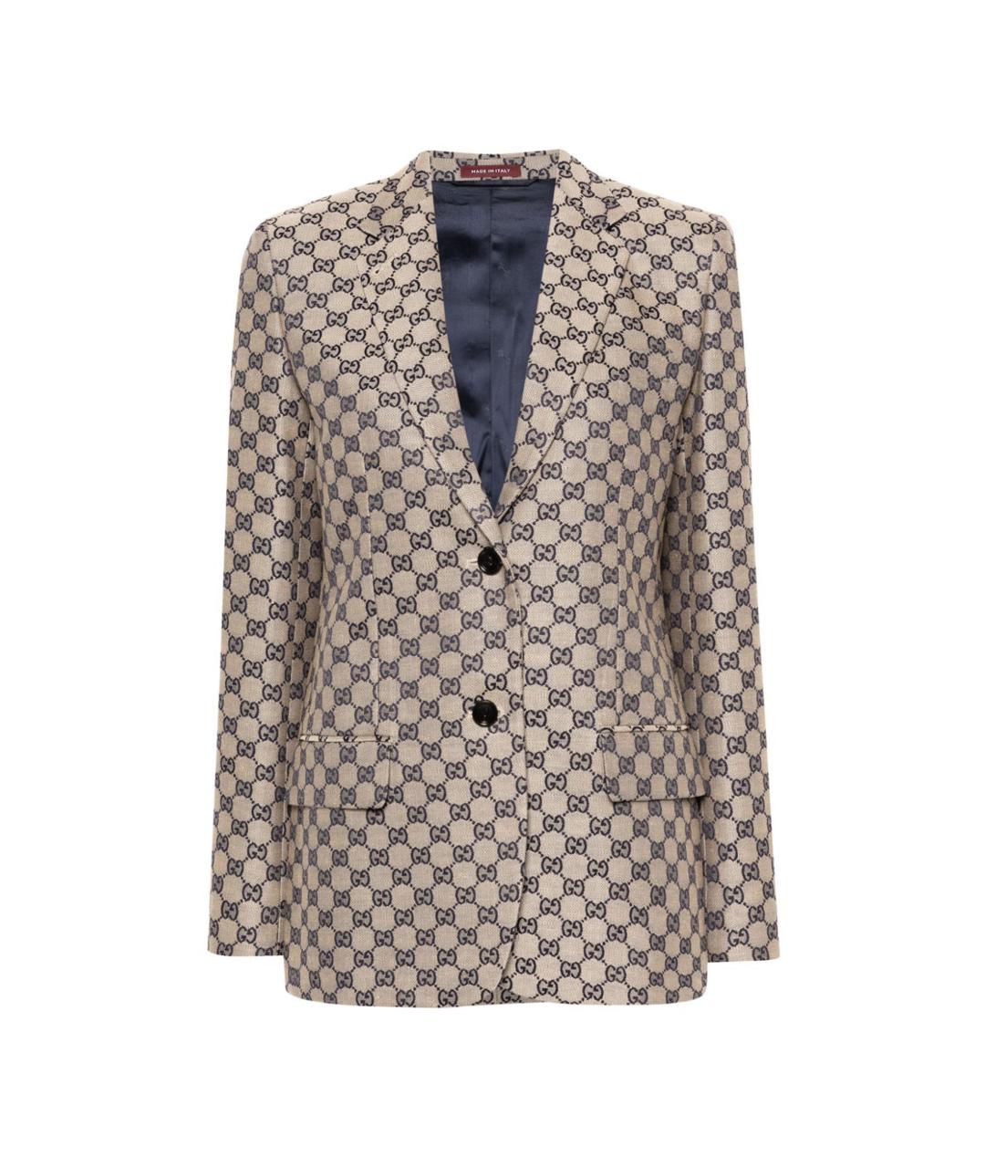 GUCCI Бежевый льняной жакет/пиджак, фото 1