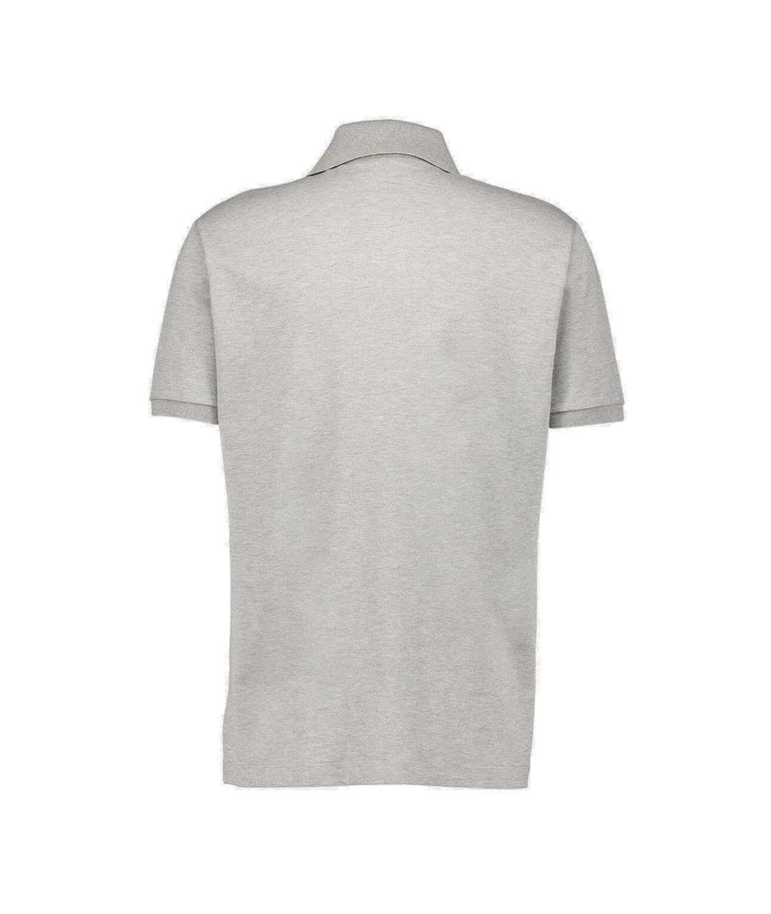 GUCCI Серое хлопко-эластановое поло с коротким рукавом, фото 2