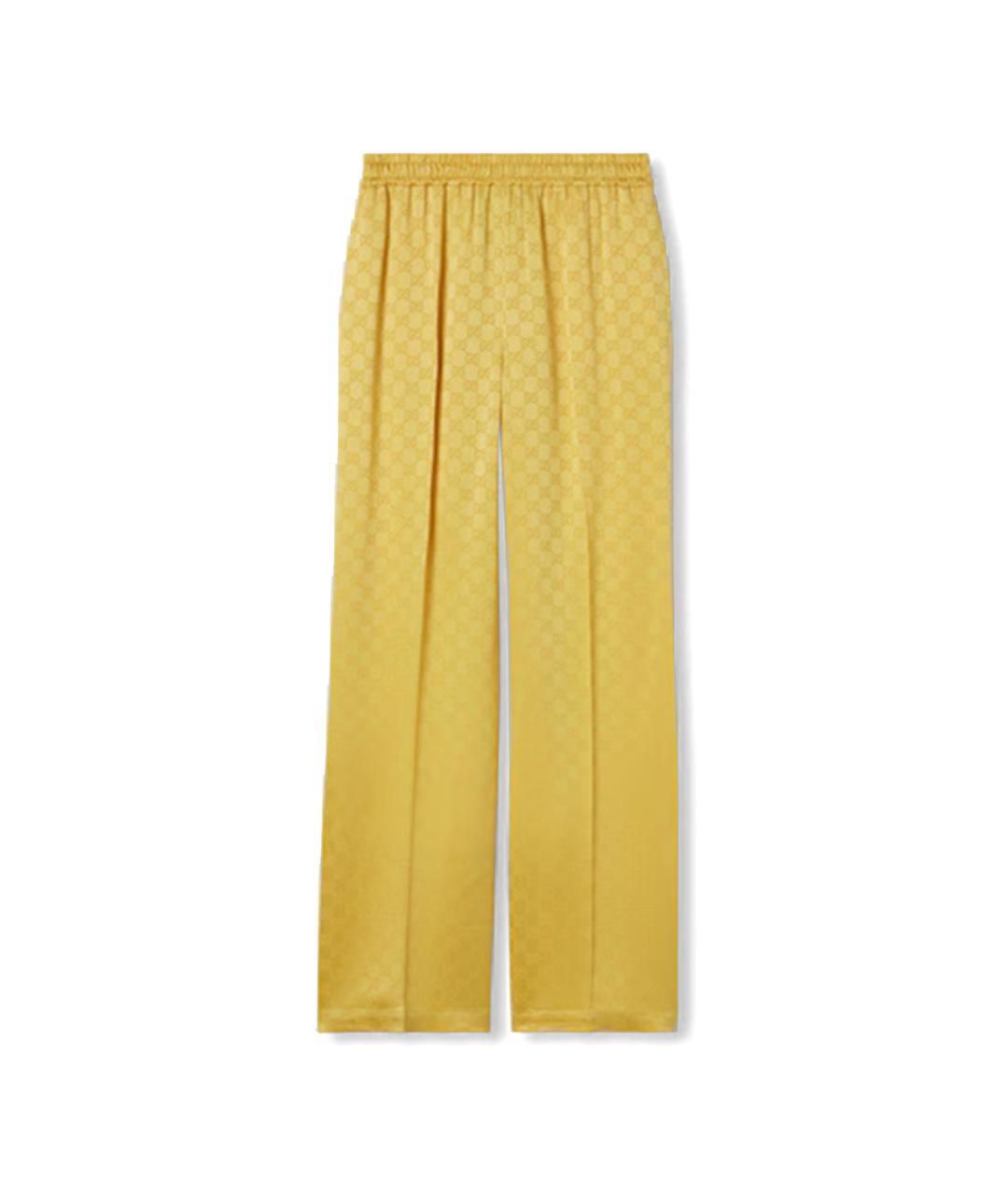 GUCCI Желтые вискозные прямые брюки, фото 1