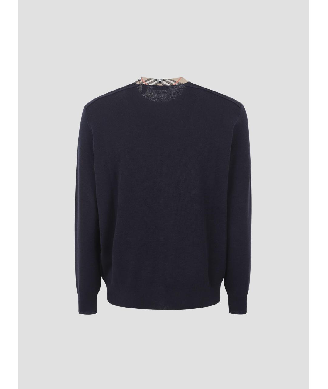 BURBERRY Темно-синий шерстяной джемпер / свитер, фото 2