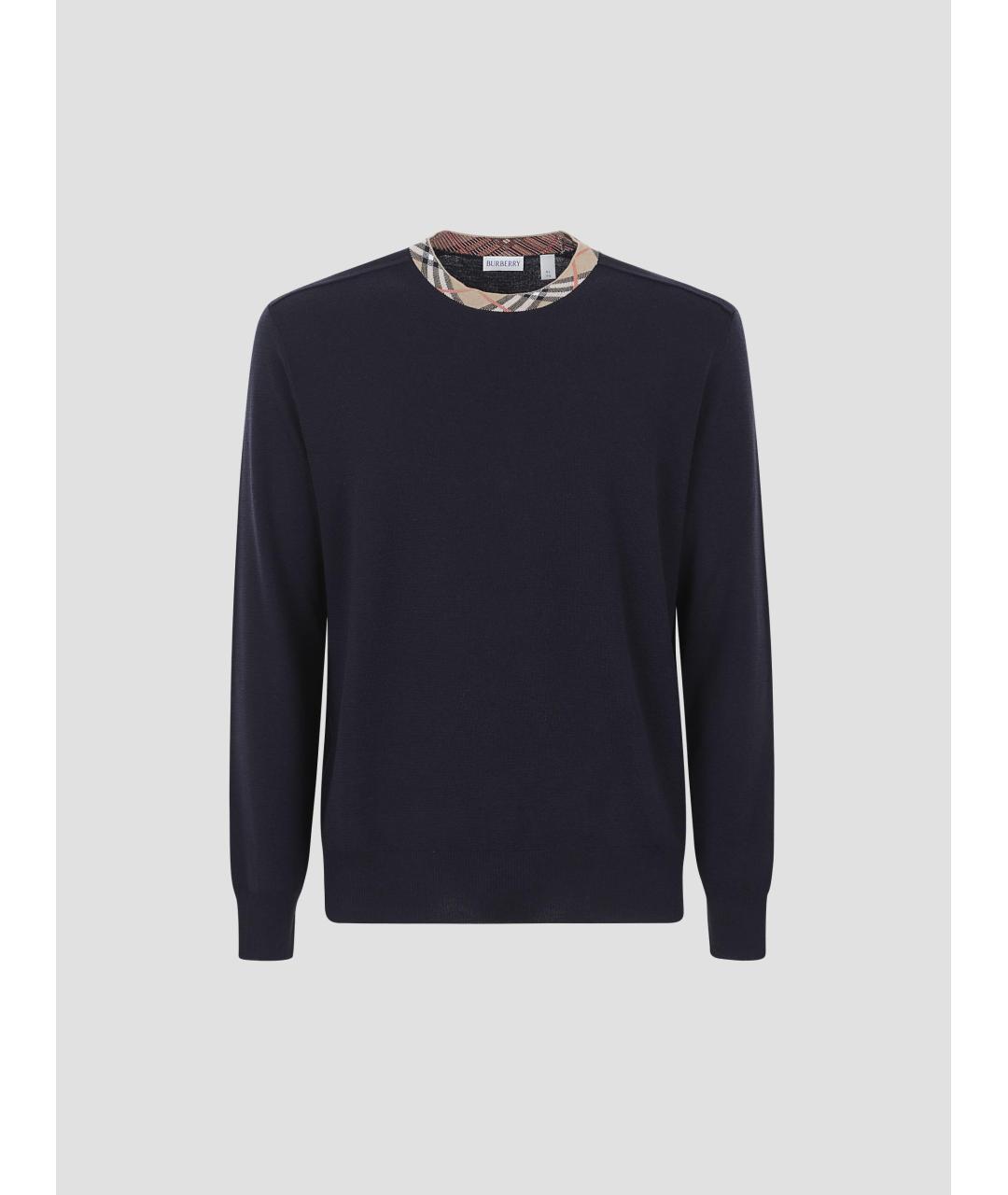 BURBERRY Темно-синий шерстяной джемпер / свитер, фото 4