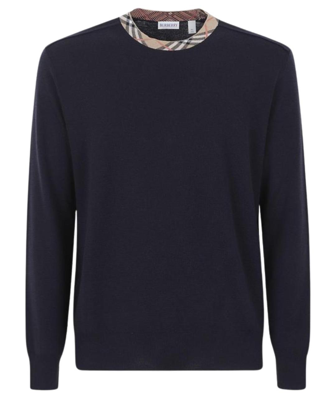 BURBERRY Темно-синий шерстяной джемпер / свитер, фото 1