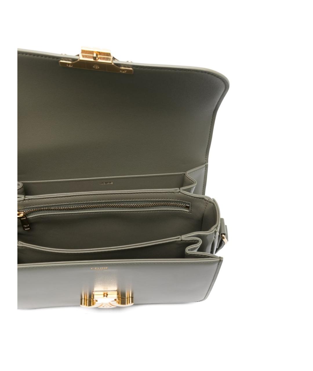 CELINE Хаки кожаная сумка через плечо, фото 2