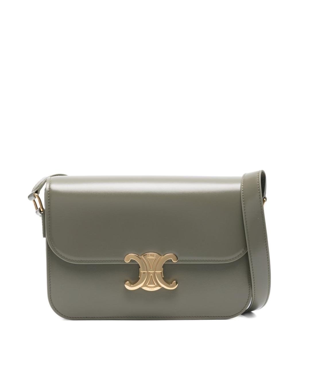 CELINE Хаки кожаная сумка через плечо, фото 1