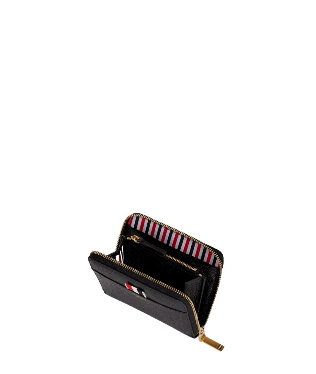 THOM BROWNE Черный кожаный кошелек, фото 3