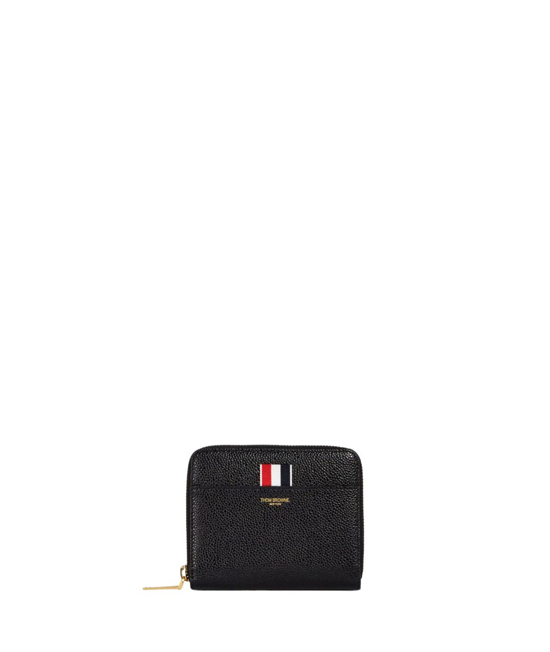 THOM BROWNE Черный кожаный кошелек, фото 1