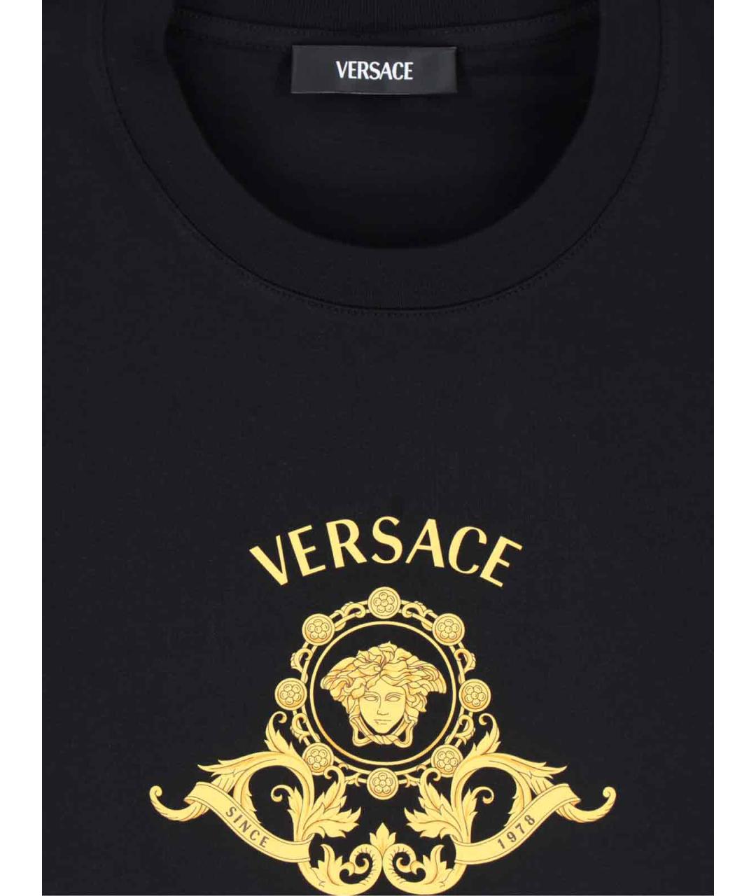 VERSACE Черная хлопковая футболка, фото 3