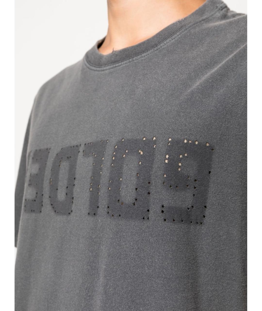 GOLDEN GOOSE DELUXE BRAND Серая хлопковая футболка, фото 3