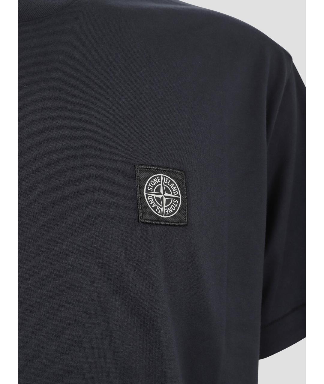 STONE ISLAND Синяя хлопковая футболка, фото 3