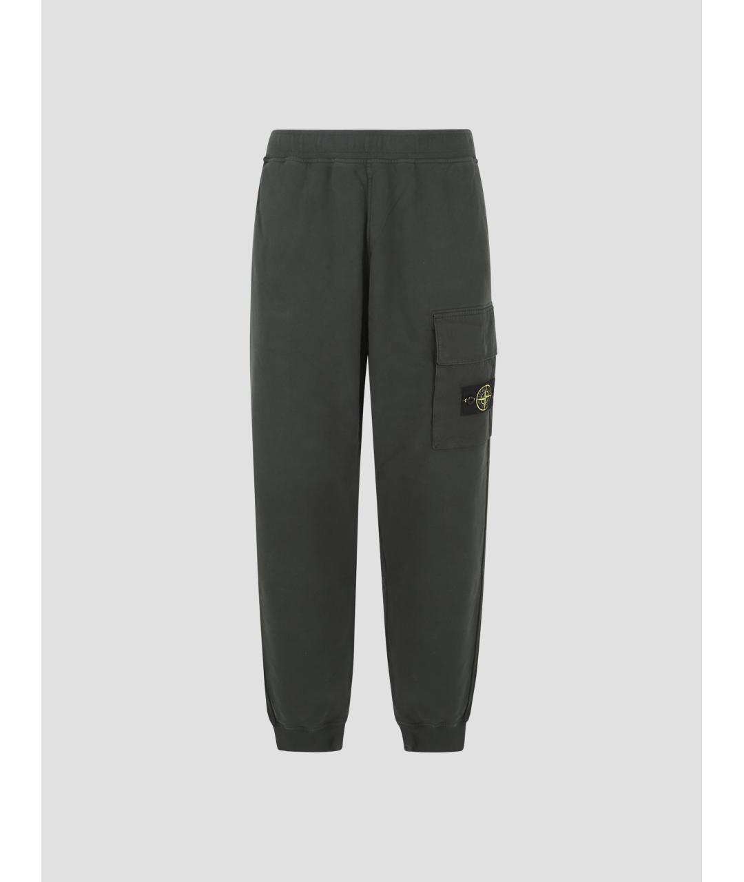 STONE ISLAND Зеленые хлопковые повседневные брюки, фото 4