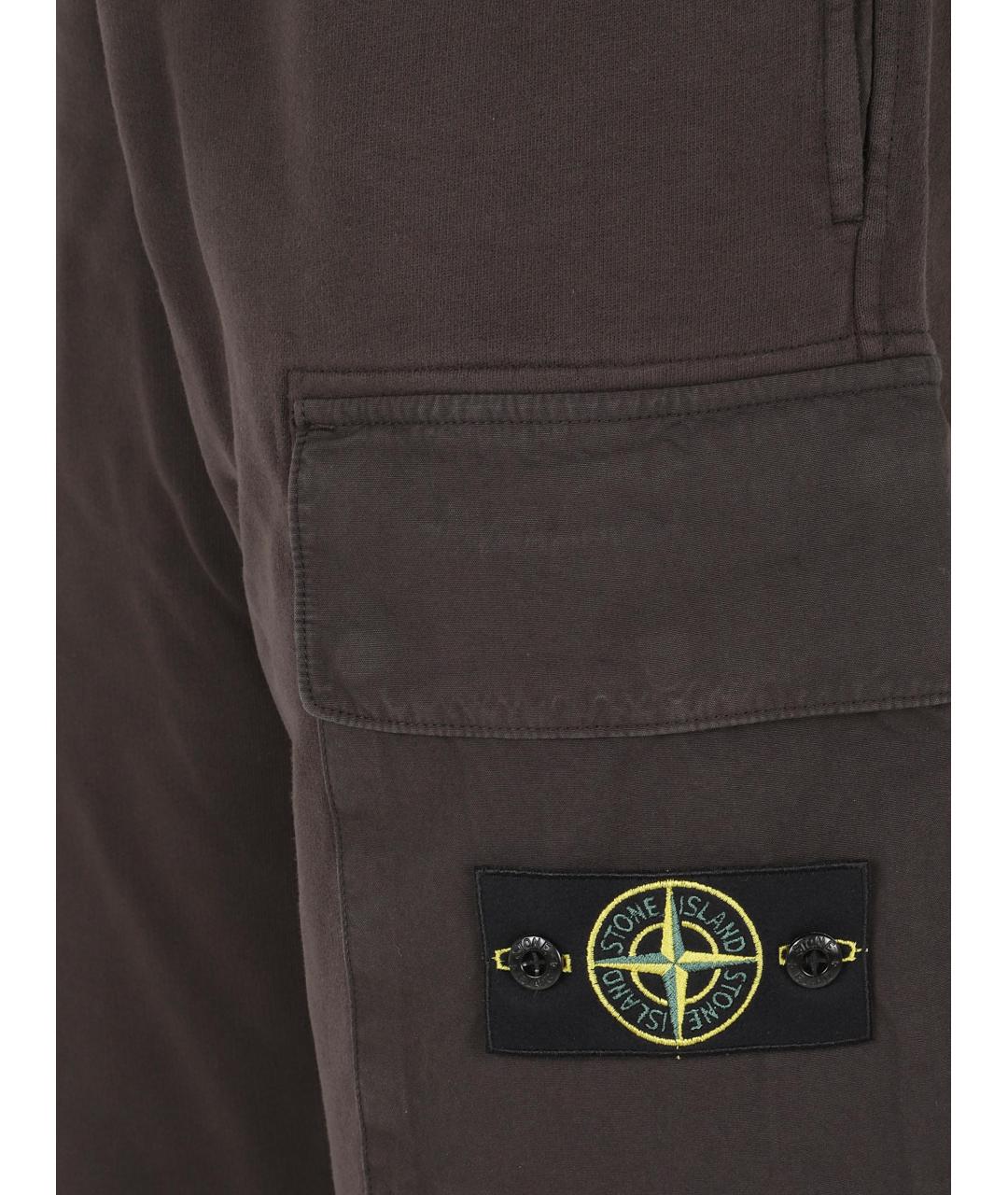 STONE ISLAND Серые хлопковые повседневные брюки, фото 3
