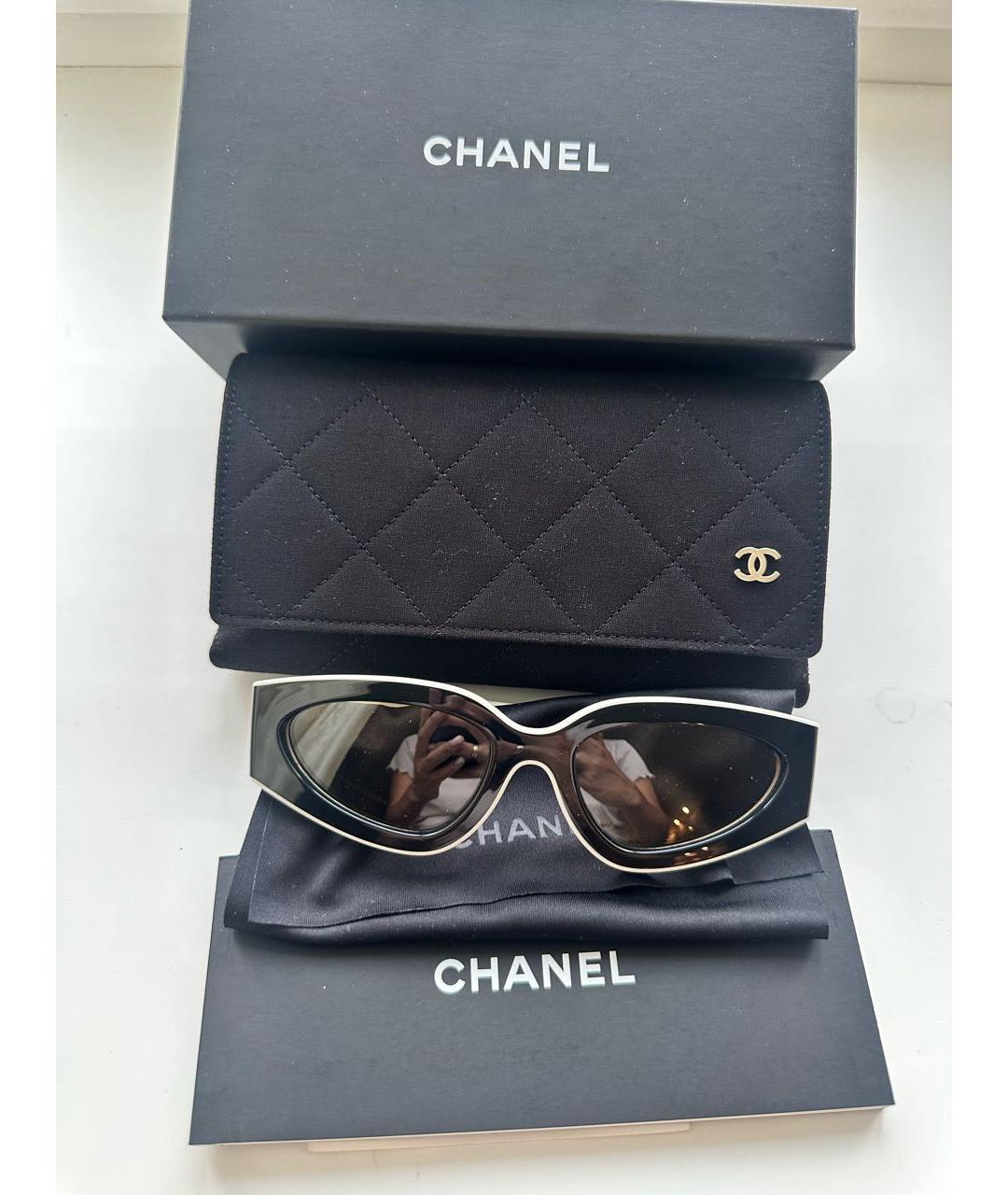 CHANEL Черные пластиковые солнцезащитные очки, фото 2